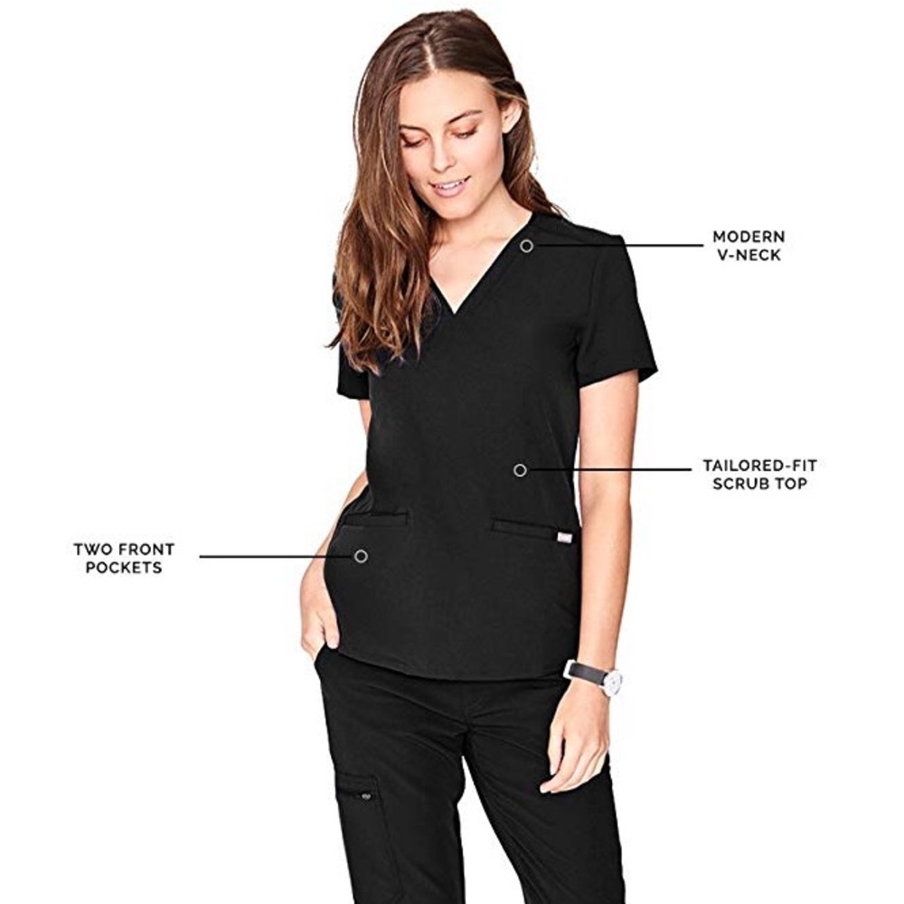 NWT Figs Casma 3-Pocket Black Scrub Top
